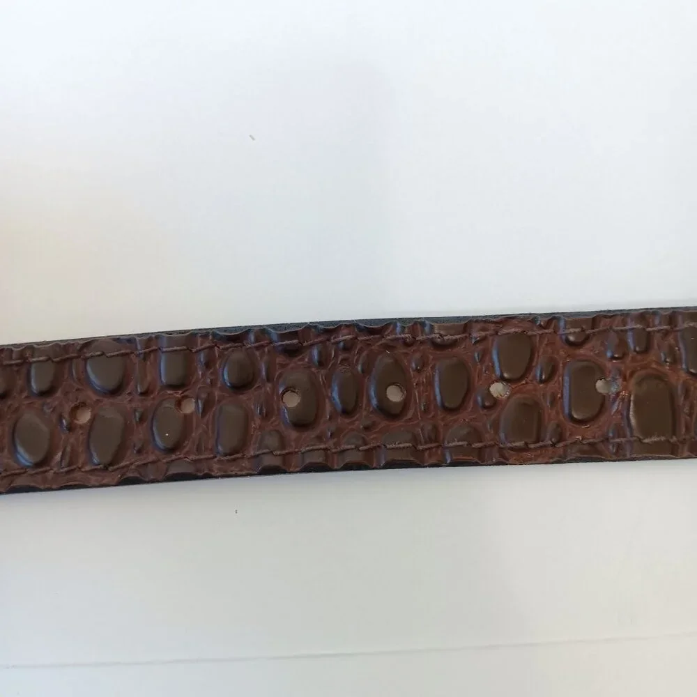 Men's Dark Brown Vinyl On Bonded Leather Embossed Crocodile 1.5
